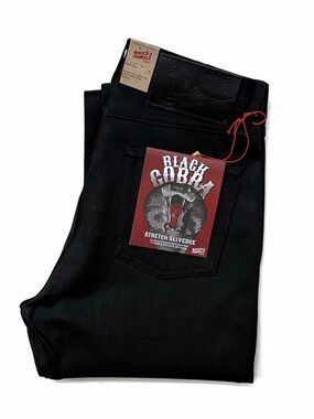 NWT Naked & Famous True Guy Black Cobra Stretch Selvedge Denim